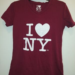 I Love NY Women's Maroon V-Neck T-Shirt